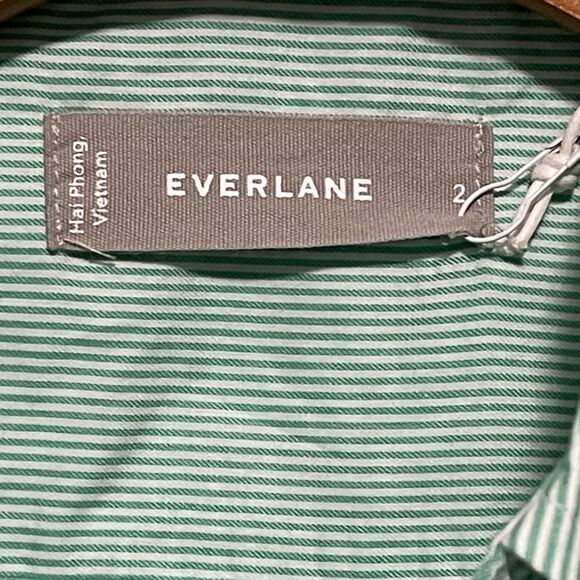 Everlane NWT Long Sleeve Button Down Oversized 100% Cotton Size 2 Striped Mint - Picture 7 of 8